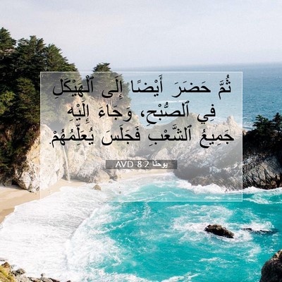Picture 07 - يوحنَّا 8:2 AVD - ثُمَّ حَضَرَ أَيْضًا إِلَى - Bible Verse Picture