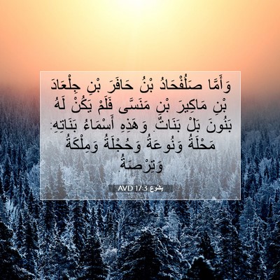 Picture 07 - يَشُوع 17:3 AVD - وَأَمَّا صَلُفْحَادُ بْنُ - Bible Verse Picture