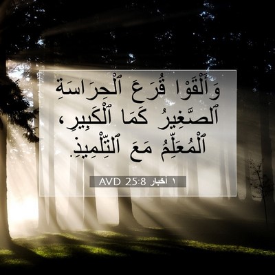 Picture 07 - ١ أخبار 25:8 AVD - وَأَلْقَوْا قُرَعَ - Bible Verse Picture