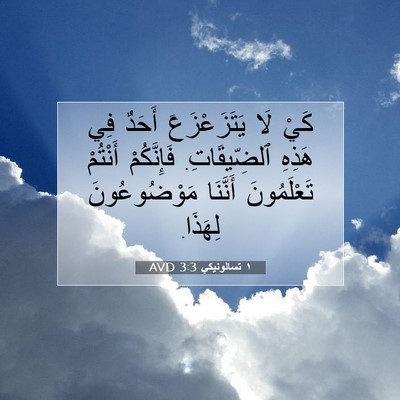 Picture 07 - ١ تسالونيكي 3:3 AVD - كَيْ لَا يَتَزَعْزَعَ - Bible Verse Picture