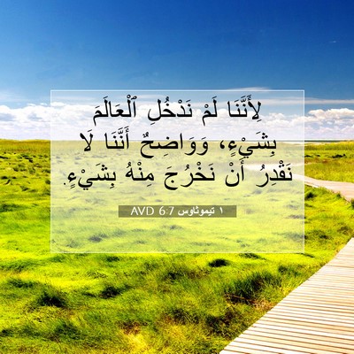 Picture 07 - ١ تيموثاوس 6:7 AVD - لِأَنَّنَا لَمْ نَدْخُلِ - Bible Verse Picture