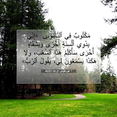 Picture 07 - ١ كورنثوس 14:21 AVD - مَكْتُوبٌ فِي ٱلنَّامُوسِ: - Bible Verse Picture