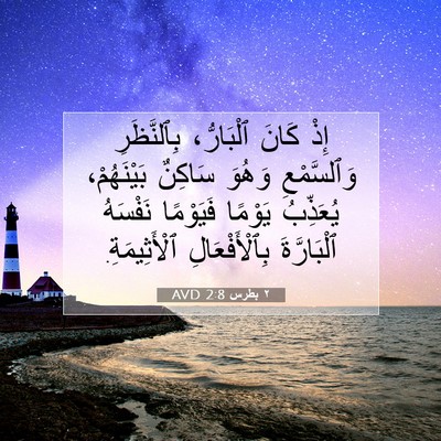 Picture 07 - ٢ بطرس 2:8 AVD - إِذْ كَانَ ٱلْبَارُّ، - Bible Verse Picture