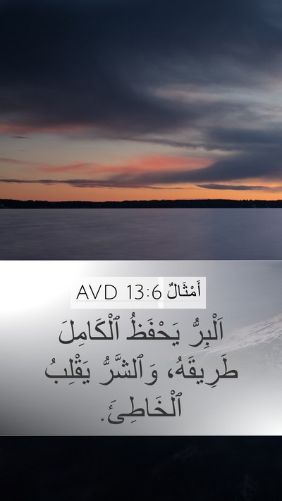 أَمْثَالٌ 13:6 AVD Mobile Phone Wallpaper - اَلْبِرُّ يَحْفَظُ - Mobile Bible Verse Wallpaper