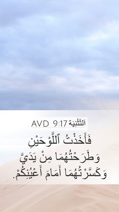اَلتَّثْنِيَة 9:17 AVD Mobile Phone Wallpaper - فَأَخَذْتُ ٱللَّوْحَيْنِ - Mobile Bible Verse Wallpaper