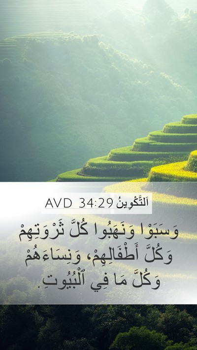 اَلتَّكْوِينُ 34:29 AVD Mobile Phone Wallpaper - وَسَبَوْا وَنَهَبُوا - Mobile Bible Verse Wallpaper
