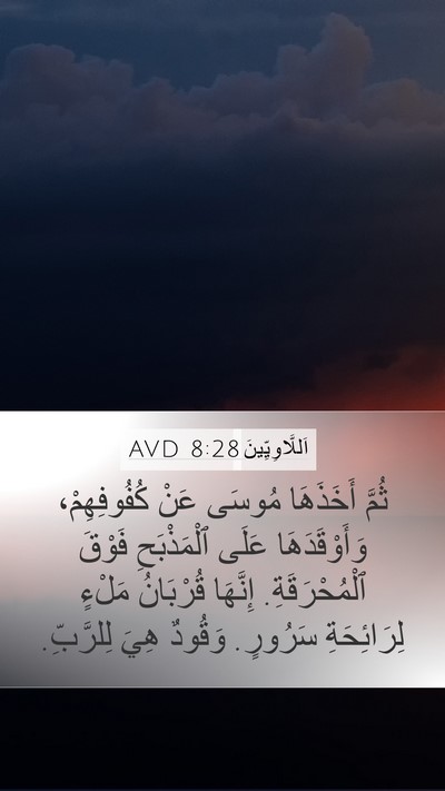 اَللَّاوِيِّينَ 8:28 AVD Mobile Phone Wallpaper - ثُمَّ أَخَذَهَا مُوسَى - Mobile Bible Verse Wallpaper