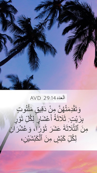اَلْعَدَد 29:14 AVD Mobile Phone Wallpaper - وَتَقْدِمَتُهُنَّ مِنْ - Mobile Bible Verse Wallpaper