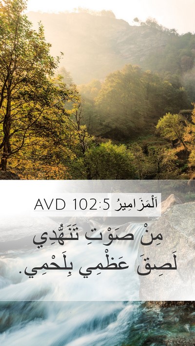 اَلْمَزَامِيرُ 102:5 AVD Mobile Phone Wallpaper - مِنْ صَوْتِ تَنَهُّدِي - Mobile Bible Verse Wallpaper