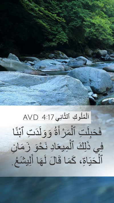 اَلْمُلُوكِ ٱلثَّانِي 4:17 AVD Mobile Phone Wallpaper - فَحَبِلَتِ ٱلْمَرْأَةُ - Mobile Bible Verse Wallpaper