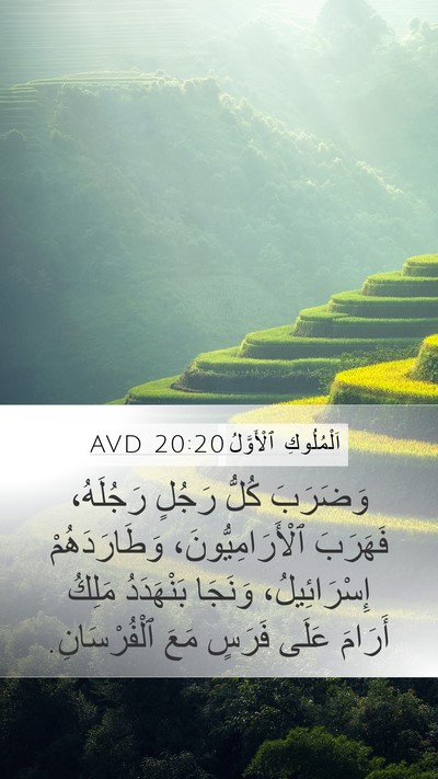 اَلْمُلُوكِ ٱلْأَوَّلُ 20:20 AVD Mobile Phone Wallpaper - وَضَرَبَ كُلُّ رَجُلٍ - Mobile Bible Verse Wallpaper