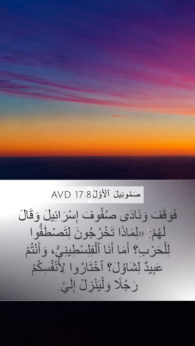 صَمُوئِيلَ ٱلْأَوَّلُ 17:8 AVD Bible Verse Image